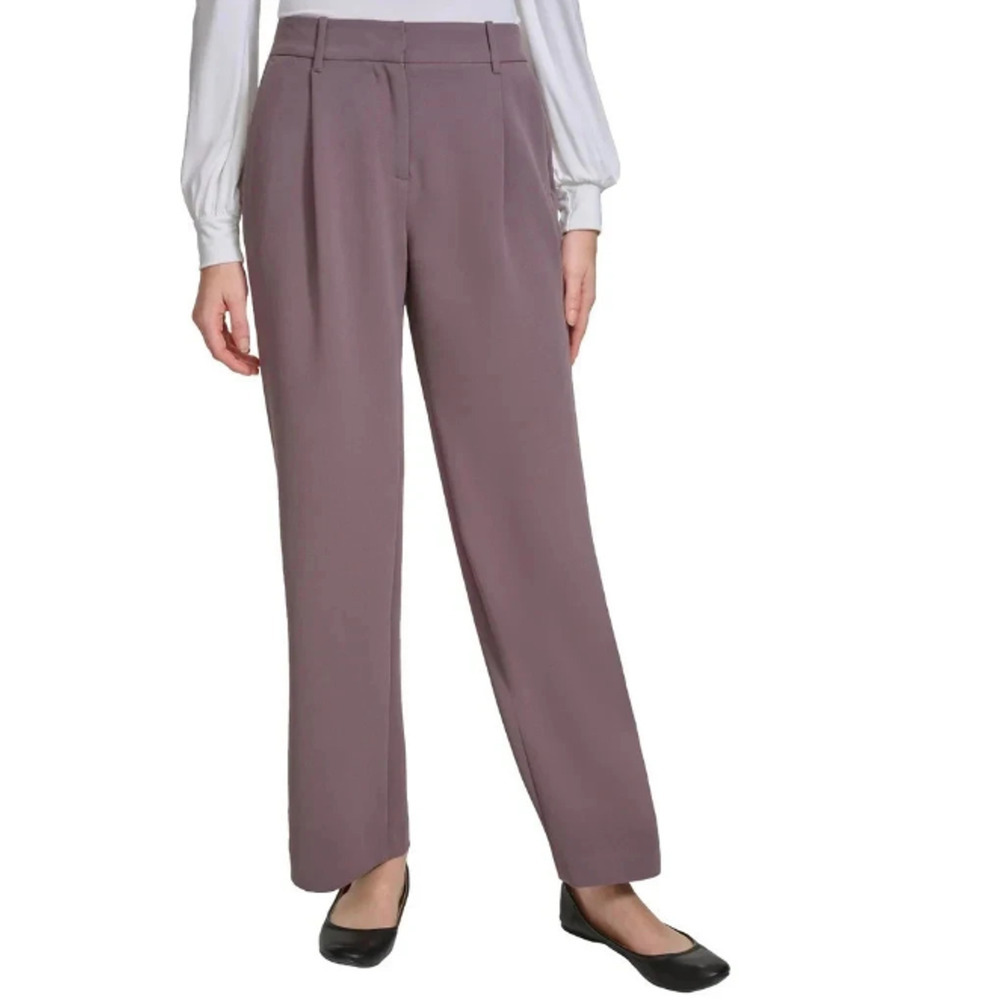 DKNY Women's High Rise Wide Leg Pants, Brown, Size 10